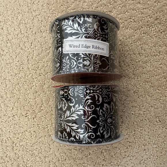 Hobby Lobby Black & Silver Christmas Ribbon - Set of 2 Rolls - Picture 2 of 2